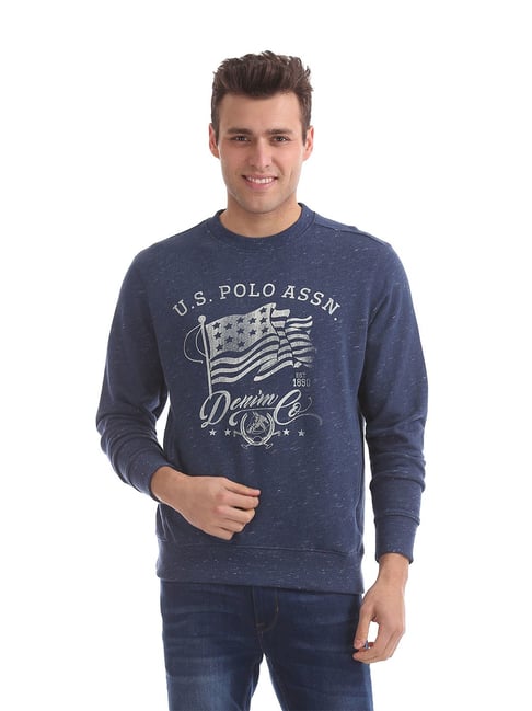 U S Polo Assn U.S. Polo Assn. Blue Round Neck Printed Sweatshirt