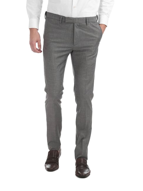 Buy U.S. Polo Assn. Grey Slim Fit Cotton Trousers for Men Online @ Tata CLiQ