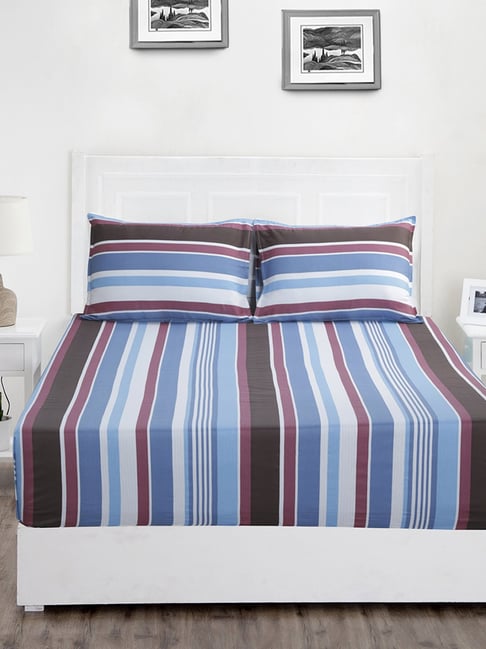 Maspar Inhouse Blue Cotton 210 TC Bed Sheet Set