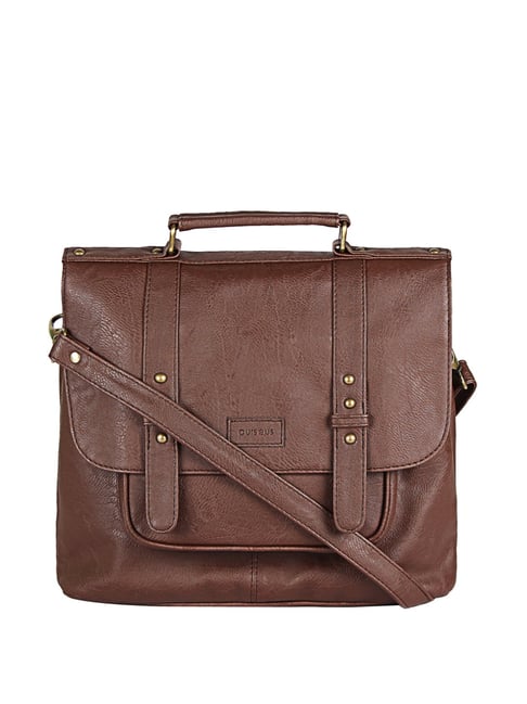 Purseus Buff Brown Solid Messenger Bag
