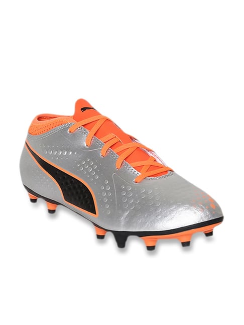 Puma Kids One 4 Syn FG Jr Silver Football Shoes