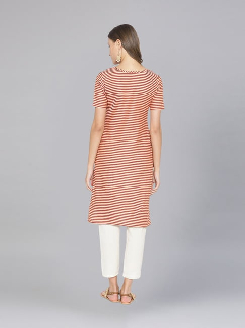 Buy Chhabra 555 Brown Striped Straight Kurti for Women Online @ Tata CLiQ