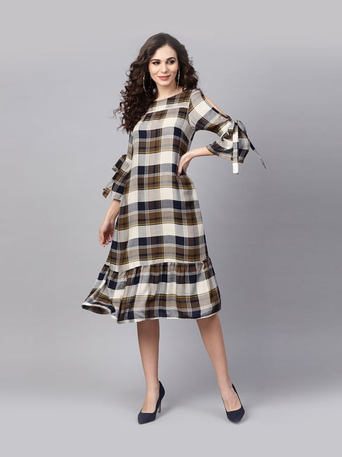 Buy Women Grey Check Formal Dress Online - 799380 | Van Heusen
