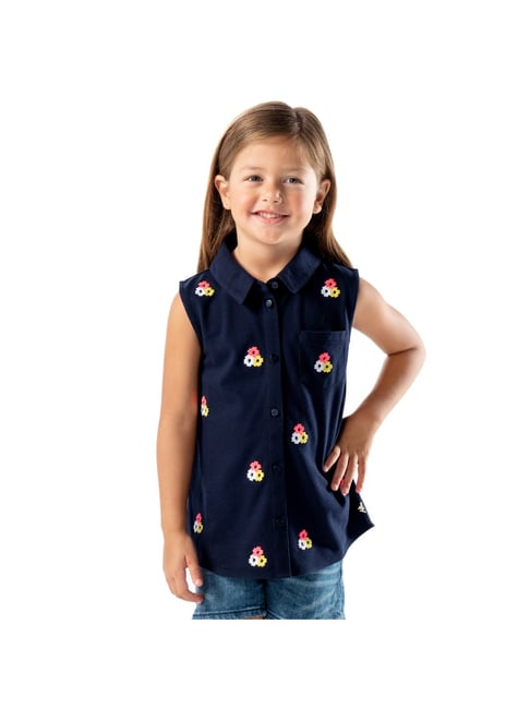 Cherry Crumble By Nitt Hyman Kids Navy Embroidered Top-picture-42