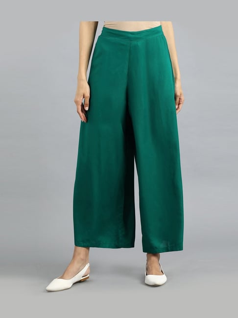 W Green Regular Fit Palazzos