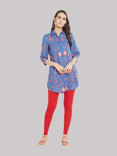 Fusion Beats Blue Printed Tunic