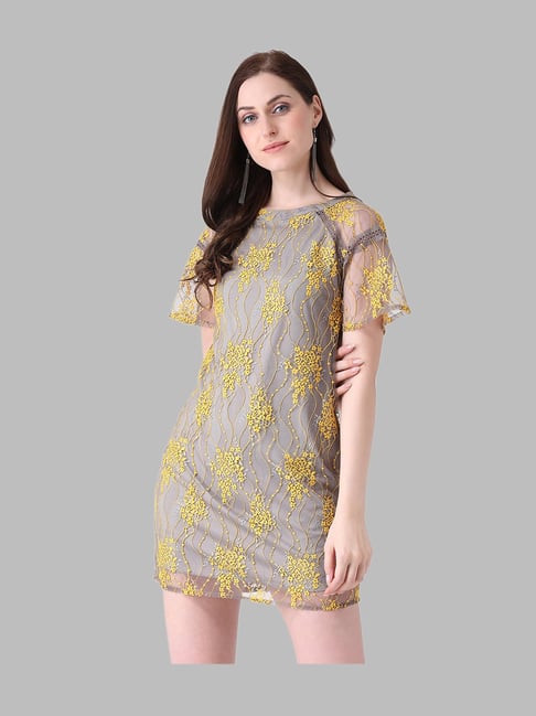Latin Quarters Yellow Lace Dress Price in India