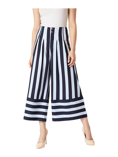 Miss Chase Navy & Sky Blue Striped Pants-picture-39