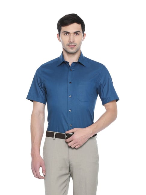 louis-philippe-blue-half-sleeves-cotton-shirt