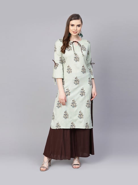 Aasi - House of Nayo Mint Green Floral Print Straight Kurti