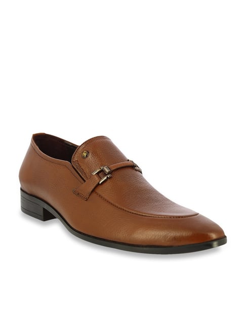 brown formal slip on shoes