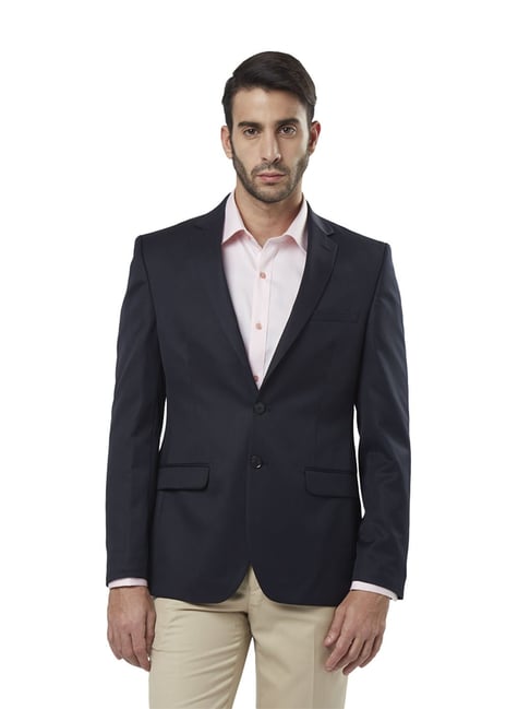 Raymond Dark Blue Solid Slim Fit Blazer