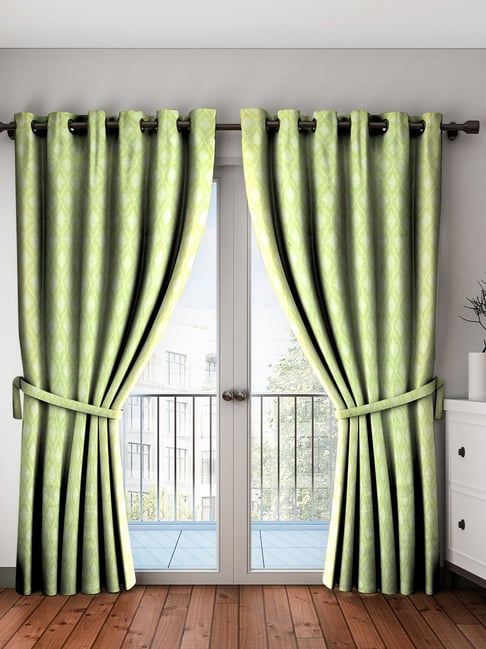 Buy Neudis Green Geometric Cotton Window Curtain Set Of 2 Online