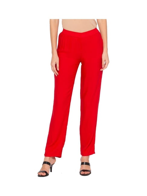 Buy Globus Red Regular Fit Pants for Women Online @ Tata CLiQ