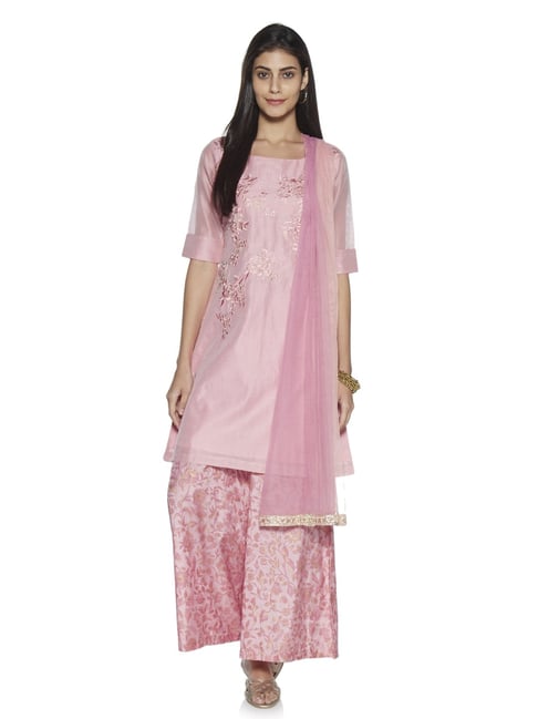 Vark by Westside Pink A-Line Kurta And Palazzo Ethnic Set