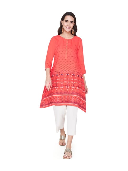 Global Desi Red Printed Kurta