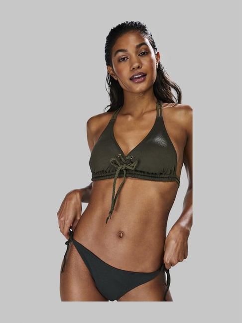 Buy Hunkemoller Khaki Textured Bikini Bottom for Women Online