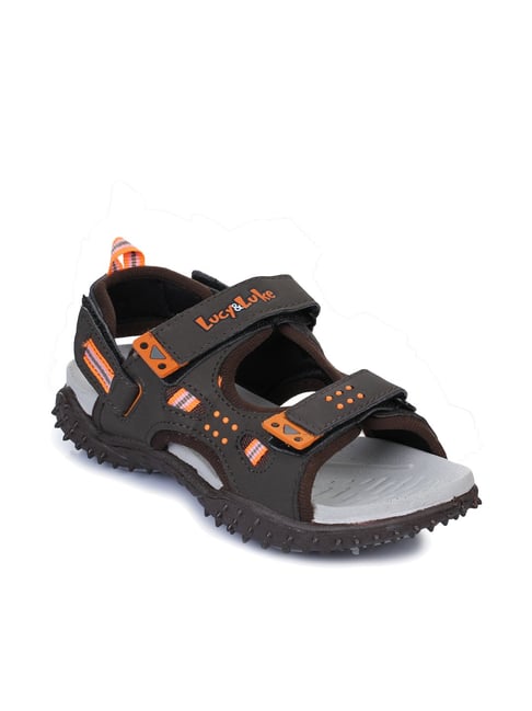 Lucy & Luke By Liberty Kids Orange & Grey Floater Sandals