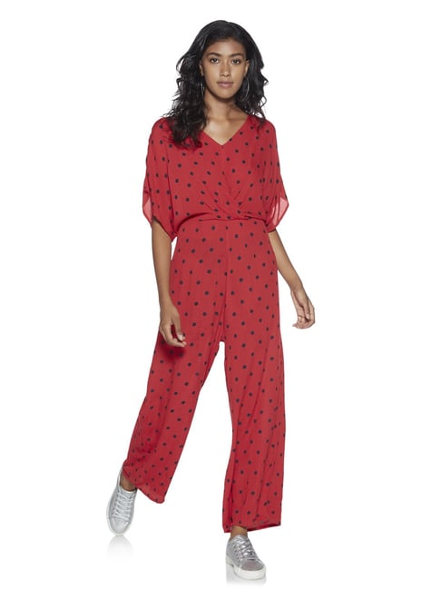 Buy Nuon By Westside Red Polkadot Maxer Jumpsuit For Women Online Tata Cliq