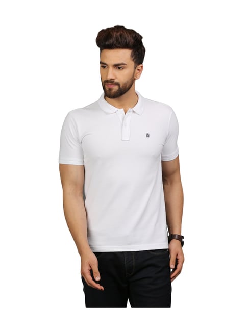 Buy TURMS White Slim Fit Polo T-Shirt Online at Best Prices | Tata CLiQ