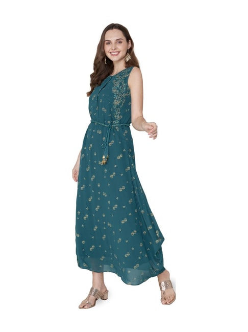 Buy Global Desi Dark Green Printed Maxi Dress for Women Online @ Tata CLiQ