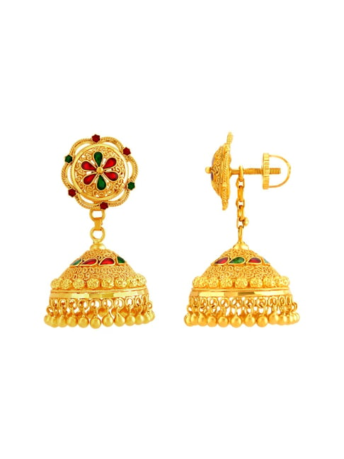 Tanishq gold jhumka designs with weight and on sale price