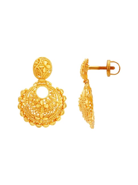 PANASH Golden Gold-plated Non-Precious MetalHandcrafted Crescent Shaped Chandbali  Earrings for Women : Amazon.in: Fashion