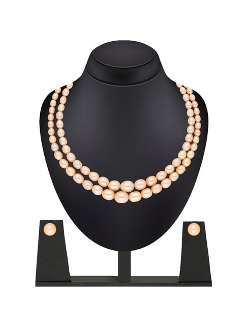 Sri Jagdamba Pearls Peach Alloy Casual Necklace & Earring Set-image-0