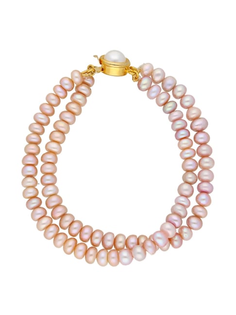 Sri Jagdamba Pearls Peach & Pearl White Alloy Classic Bracelet-image-9