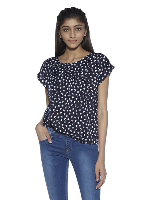 Buy Zudio Navy Bird Print Patty Top For Women Online Tata Cliq
