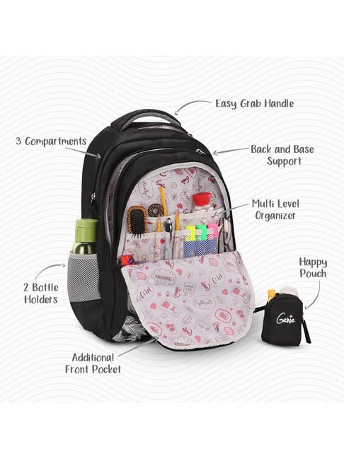 Flipkart.com | Genie Silk Black 17 inch Backpack Waterproof School Bag -  School Bag