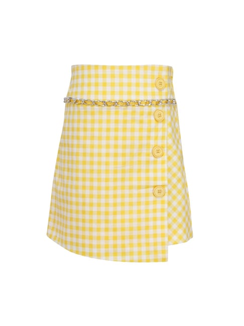 Buy Cutecumber Kids Yellow Checks Skirt With Chain for Girls