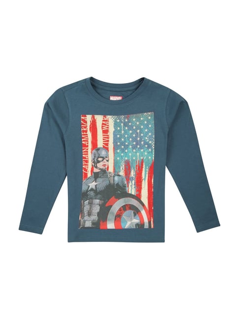 Flying Machine Kids Blue Printed T-Shirt