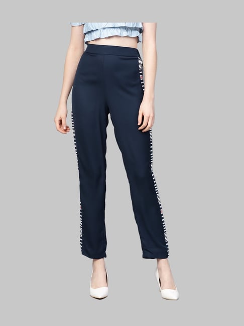 Kazo Blue Printed Trousers