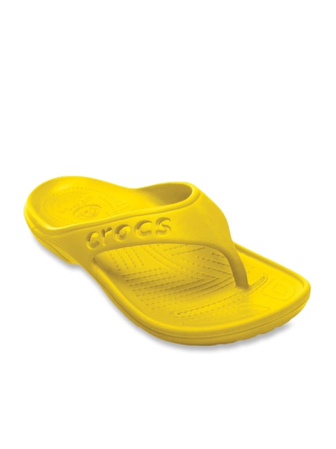 yellow croc flip flops