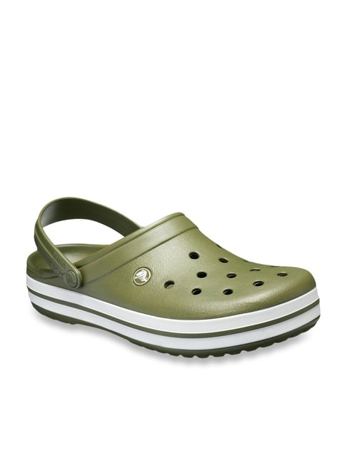 crocs army green white