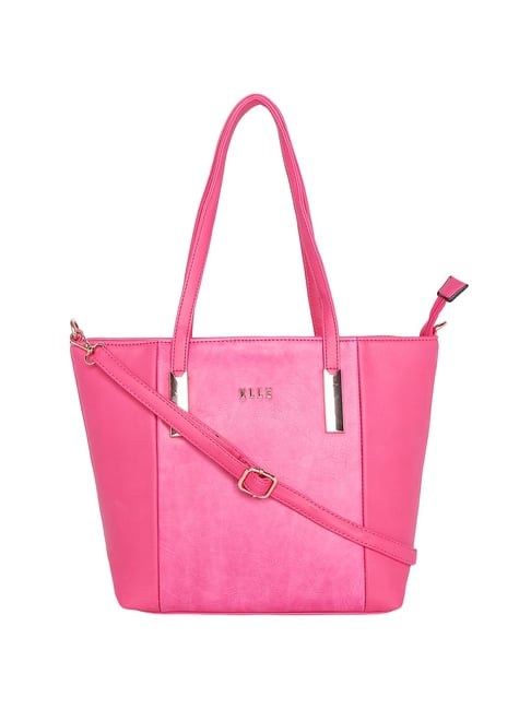 Elle Pink Solid Shoulder Handbag