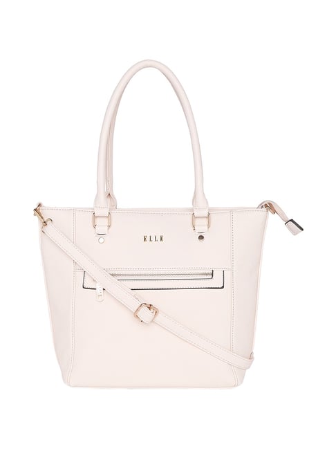 Elle Beige Solid Shoulder Handbag