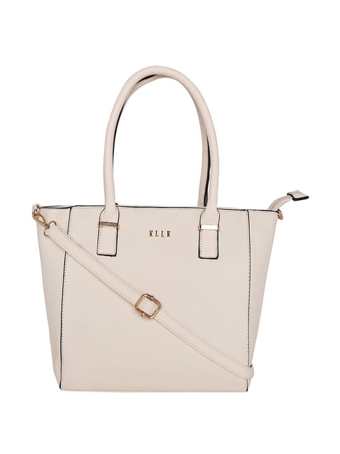 Elle Beige Solid Handbag