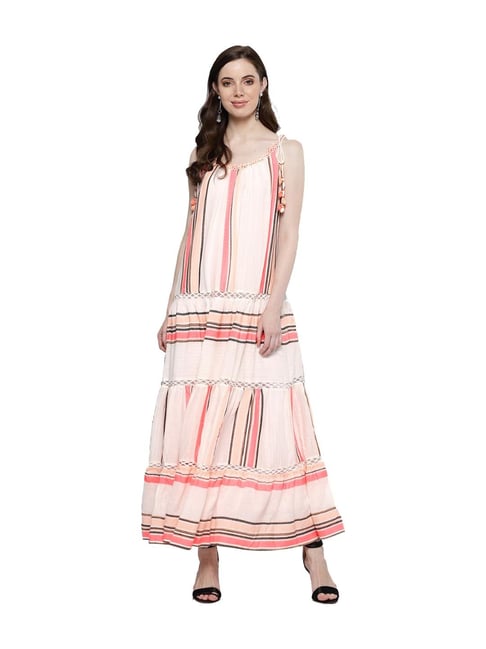 Label Ritu Kumar Blush & Off White Striped Dress