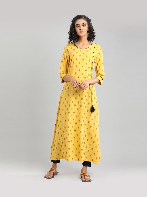 AURELIA Women Yellow & Magenta Striped Maxi Dress - Absolutely Desi