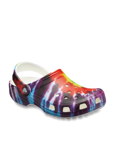 Crocs Unisex Classic Tie Dye Purple & Orange Back Strap Clogs