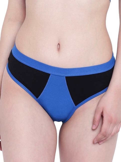 Buy La Intimo Black & Blue Mermaid Bikini Panty for Women Online