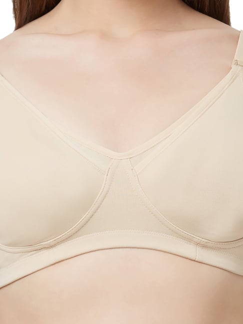 Buy Kalyani Kalyani Pack Of 2 Beige & Black Cotton T-shirt Bra at