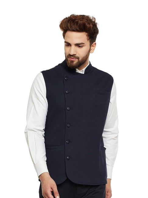 Hypernation Navy Slim Fit Waistcoat-picture-22