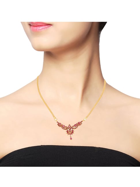 Tanishq Ruby Necklace Designs In Gold With Price Tanishq Real Ruby