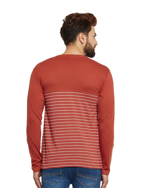 Buy Hypernation Orange Regular Fit Striped Full Sleeves T-Shirt for Men  Online @ Tata CLiQ