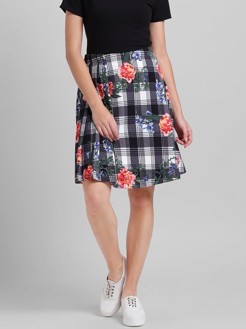 Zink London Multicolor Floral Print Above Knee Skirt