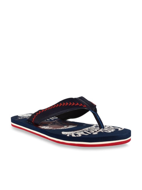 Franco Leone Men's Navy & White Flip Flops