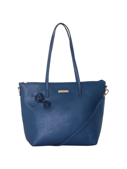 Caprese Blue Textured Shoulder Handbag